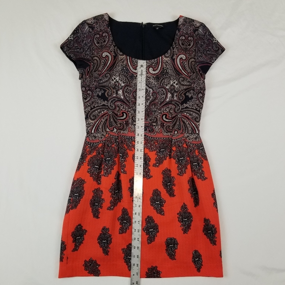 Club Monaco Wool and Silk Mini dress Size 6 Orange Black Like new - Picture 12 of 15